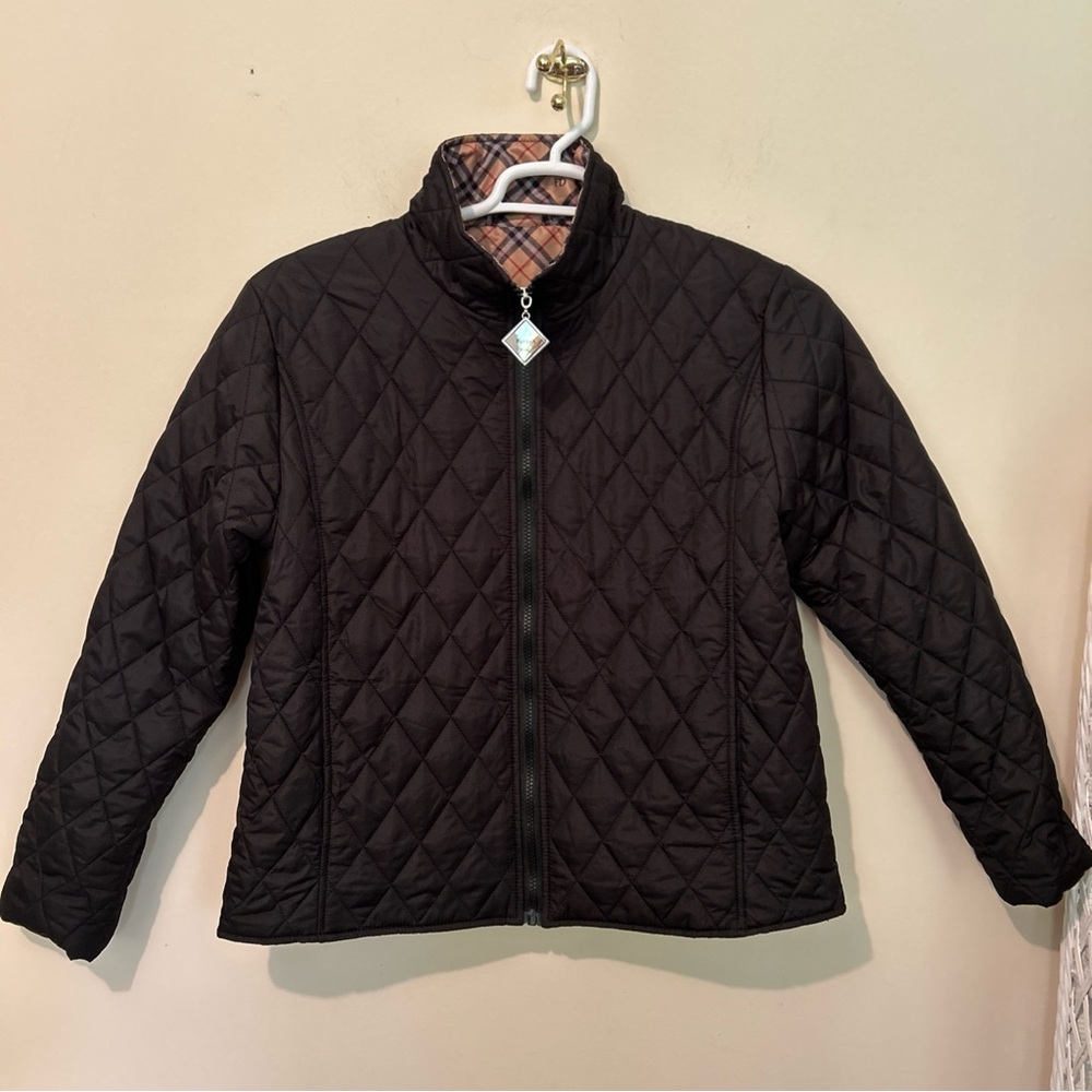 Fariah Jacket Coat Women’s Medium Black Zipper Quilted Puffer Lightweight Logo